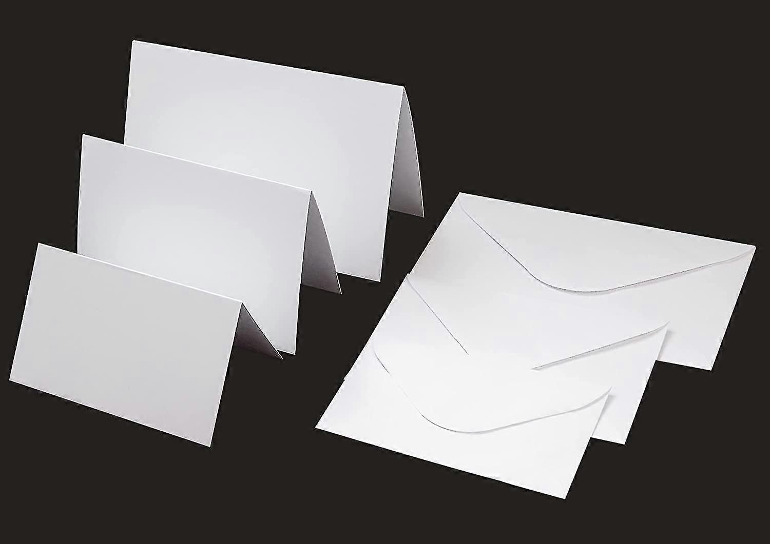 Assorted 3 Sizes White Blank Greeting Cards And Moistenable Glue Envelopes
