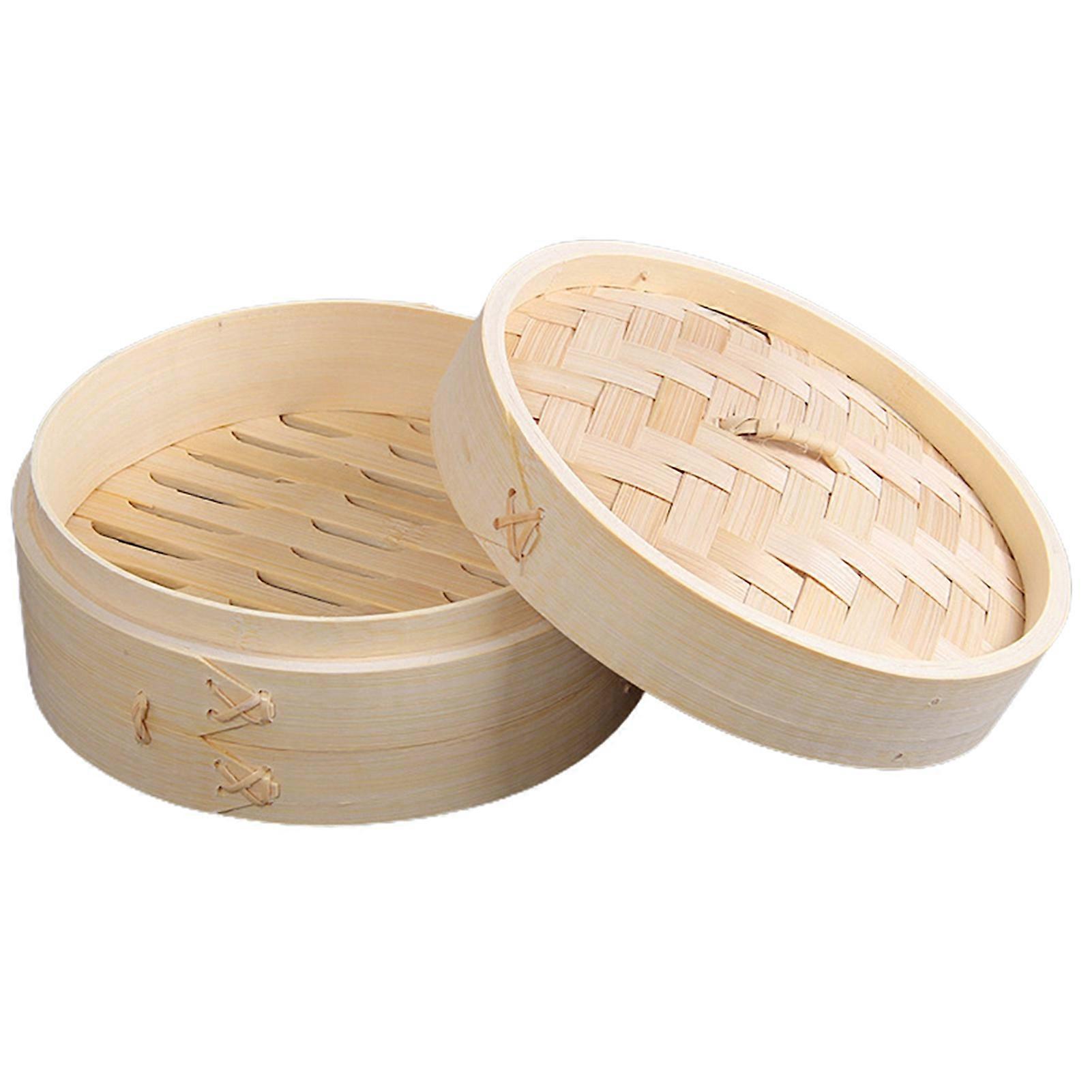 1 Set Bamboo Steamer 2 Layer Design Food Steamer Cooking Dumpling Fish Meat Steamer for Home Kitchen KAESI