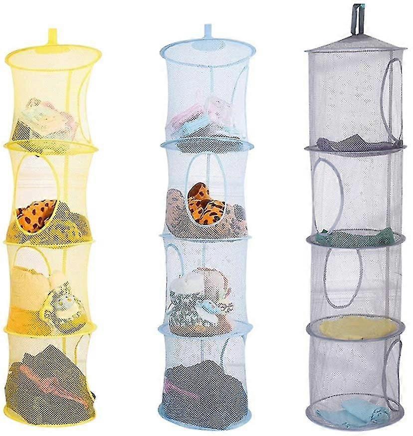 Kids Storage Net 3 Pcs Hanging Drying Net Foldable Mesh Basket Storage For Plush