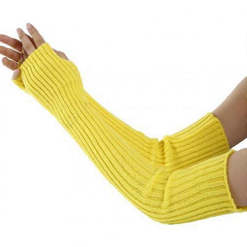 1 par modehandskar kvinnor varm lång gotisk lolita diy stickhandske stretch fingerlings vantar solid klassisk svart vaktarm