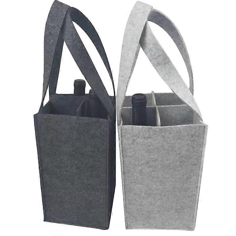 4pcs Felt Bottle Bag for 4 Bottles, Felt Bottle Carrier, Bottle Basket with Separate Partition for 4 Bottles, Wine Carrier, Beer Carrier Perfect for
