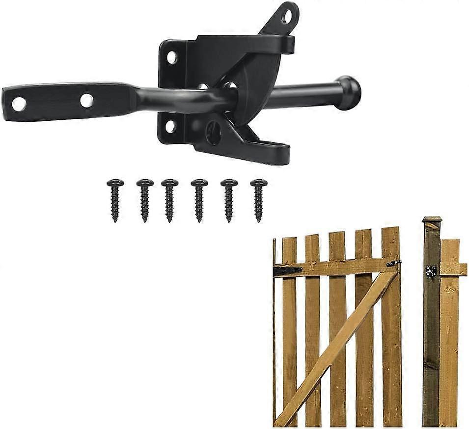 Stainless Steel Gate Latch Automatic Gravity Bar Automatic Black Latch with Screws for Wooden Gates and Fence