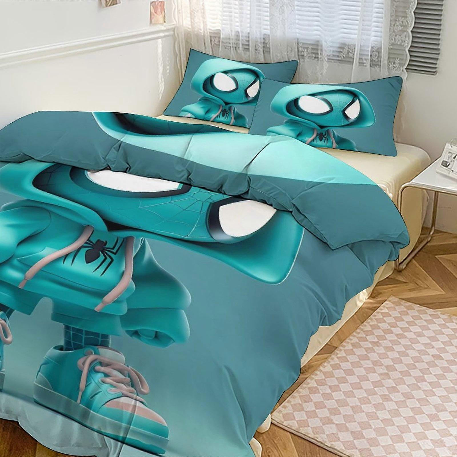 v5802  Bed Sheets Bedding Spidey & His Amazing Friends Ghost Spider Gwen 3 Piece Bed Set - Bedding Includes Comforter & Pillow Shams -Kids Bedding Bed