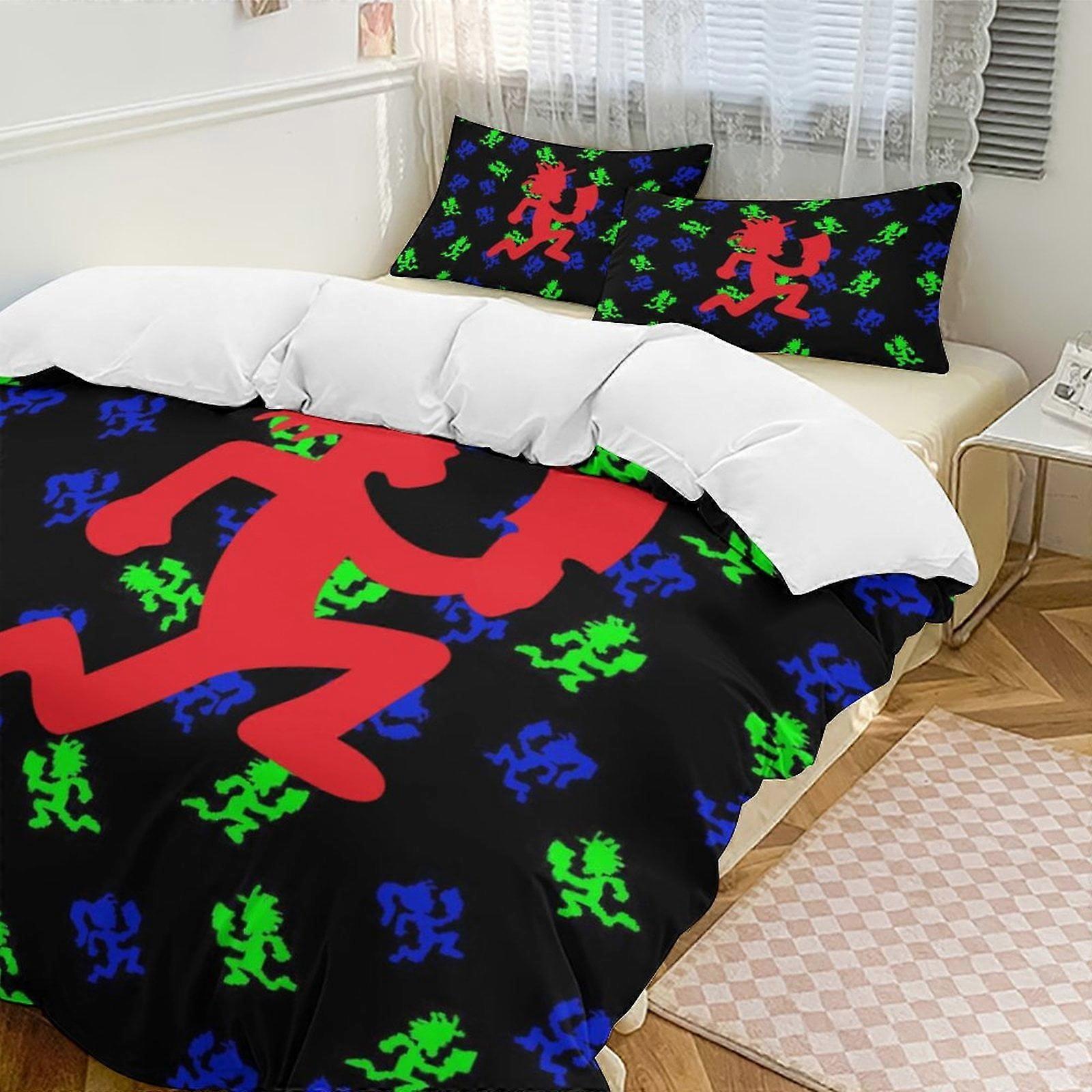 v2110 Lençóis Roupa de cama Palhaço Insano Posse ICP Palhaço Insano Posse ICP Conjunto de cama de 3 peças Macio, quente e confortável Conjunto de cama com 1 capa de edredom e 2