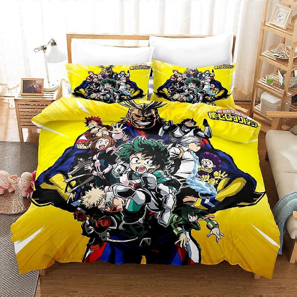 v4841  Bed Sheets Bedding My_Hero_Academia 3 Pcs Comforter Set with 2 Pillowcases,My_Hero_Academia Bedding Set Sheet Set for Kids Adults,All Season Li