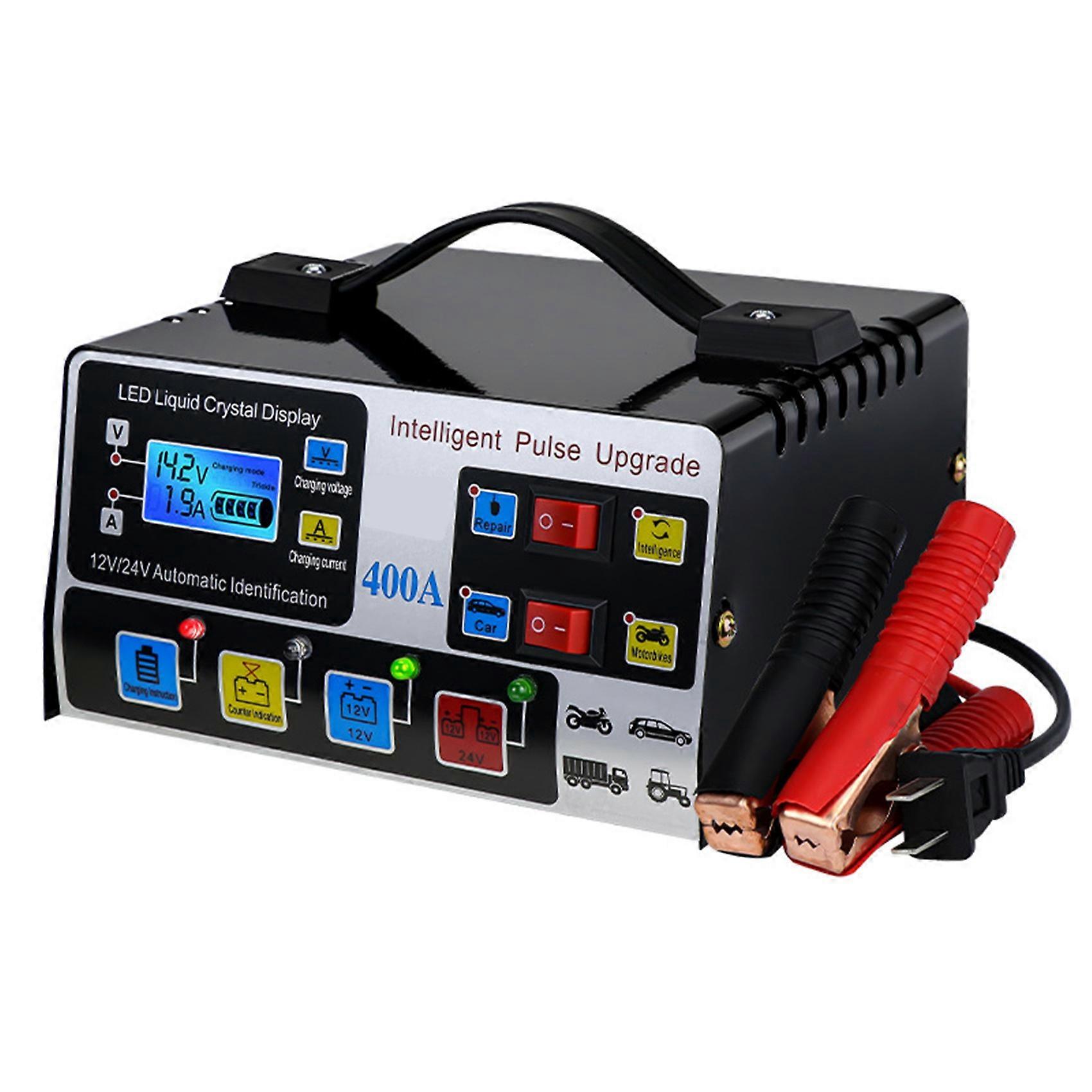 Car Battery Charger Fully Automatic High Frequency Intelligent Pulse Repair Charger LCD Display 12V