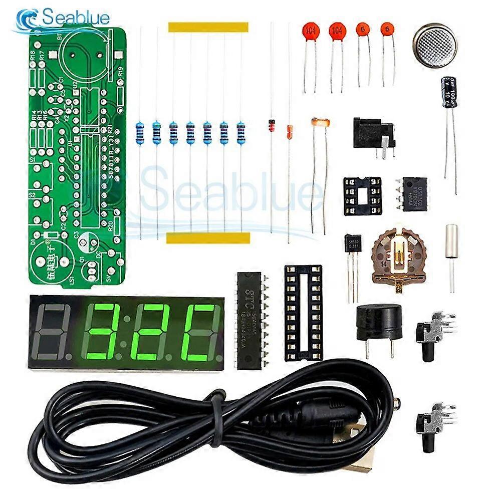 Electronic LED Clock Kit 51 Single-Chip Microcomputer Light-Controlled Temperature Date Display Electronic Clock Manufacturing