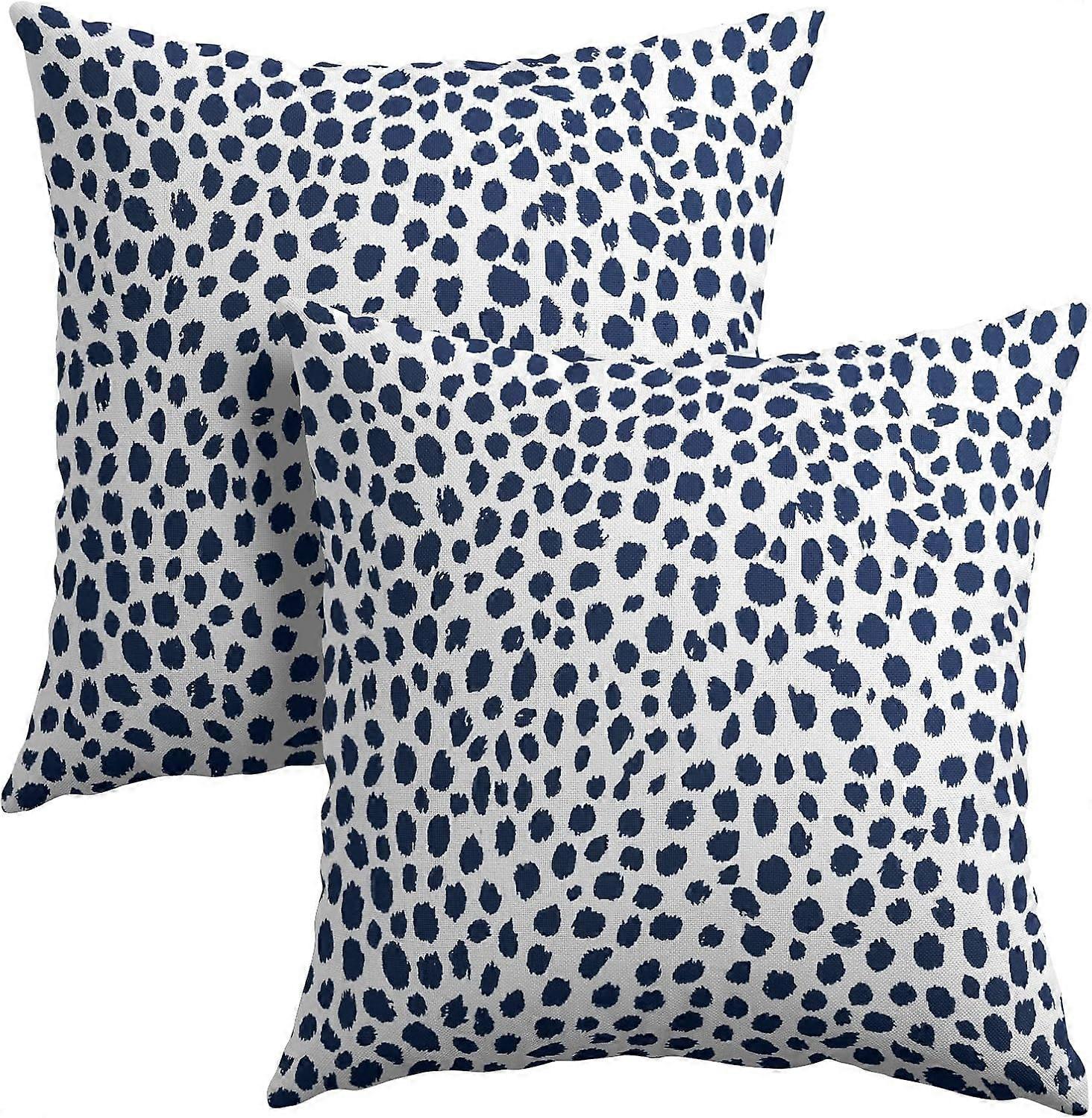 Capas de Almofada Creme Azul 16x16 Polegadas Boho Design Polka Dot Conjunto de 2 Capas de Almofada Moderna com Pinceladas de Algodão e Linho Co