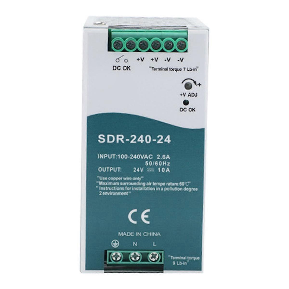 SDR-240-24 Τροφοδοτικό μεταγωγής με λειτουργία PFC 150% δυνατότητα φόρτωσης Τροφοδοσία μεταγωγής DIN-Rail