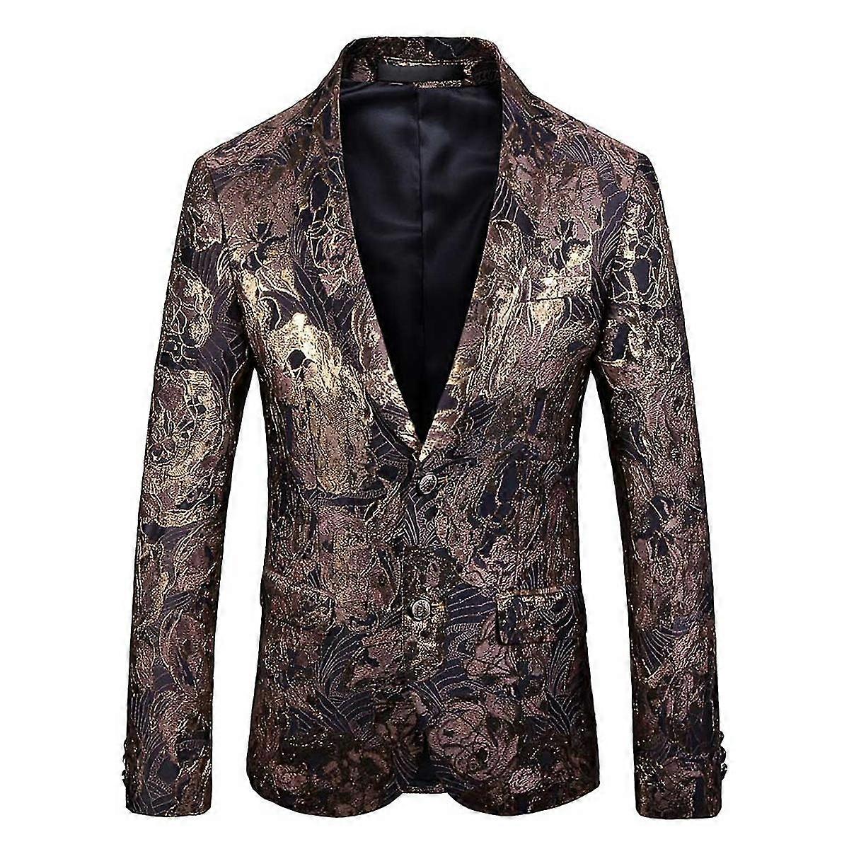 VAWAN Mens Jacquard Slim Fit Wedding Party Suit Jacket