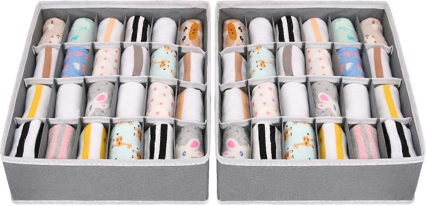 Pack of 2 Foldable Non-Woven Drawer Organizer for Underwear, Bras, Socks Compartment Storage Box Space Saving, Socks Storage