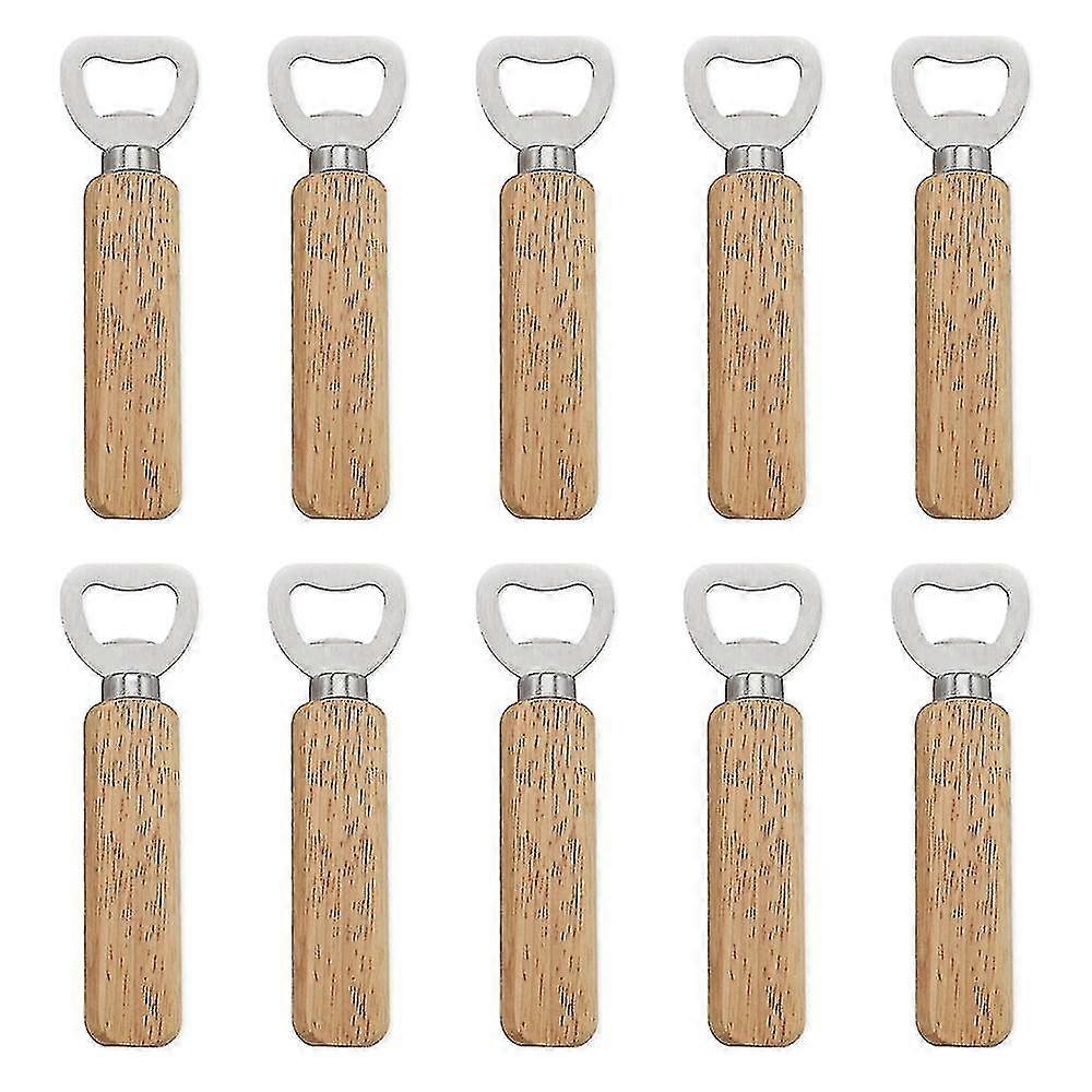 10pcs Holz Handheld Edelstahl Flaschenöffner