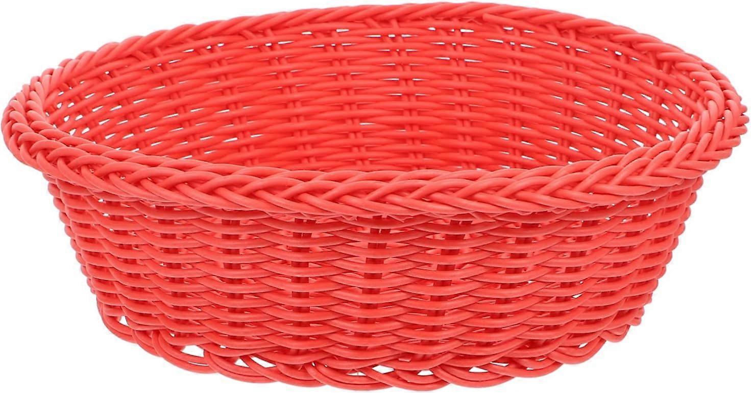 Gewebter Obstkorb Gewebter runder Gemüsekorb Brotkorb Multifunktionaler Aufbewahrungskorb für zu Hause (Orange)
