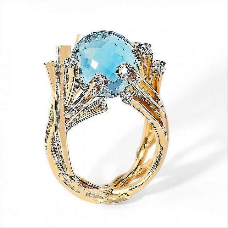 Ensemble de branches en or avec bague en boule de cristal bleue - Ensemble de branches de mode exquise avec bague en boule de cristal bleue