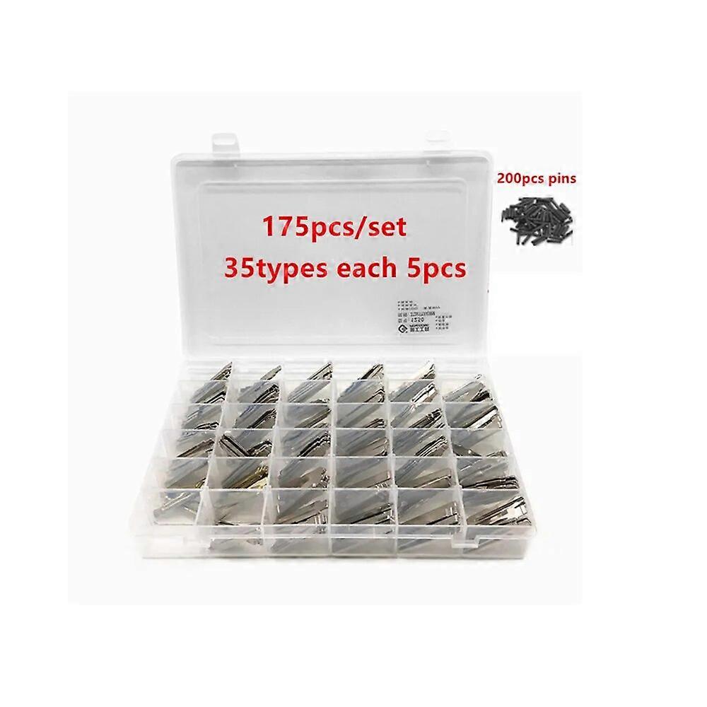 175PCS/SET 35 types Metal Blank Uncut Flip KD Remote Key Blades For KEYDIY KD VVDI Xhorse Remotes with 200pcs pins