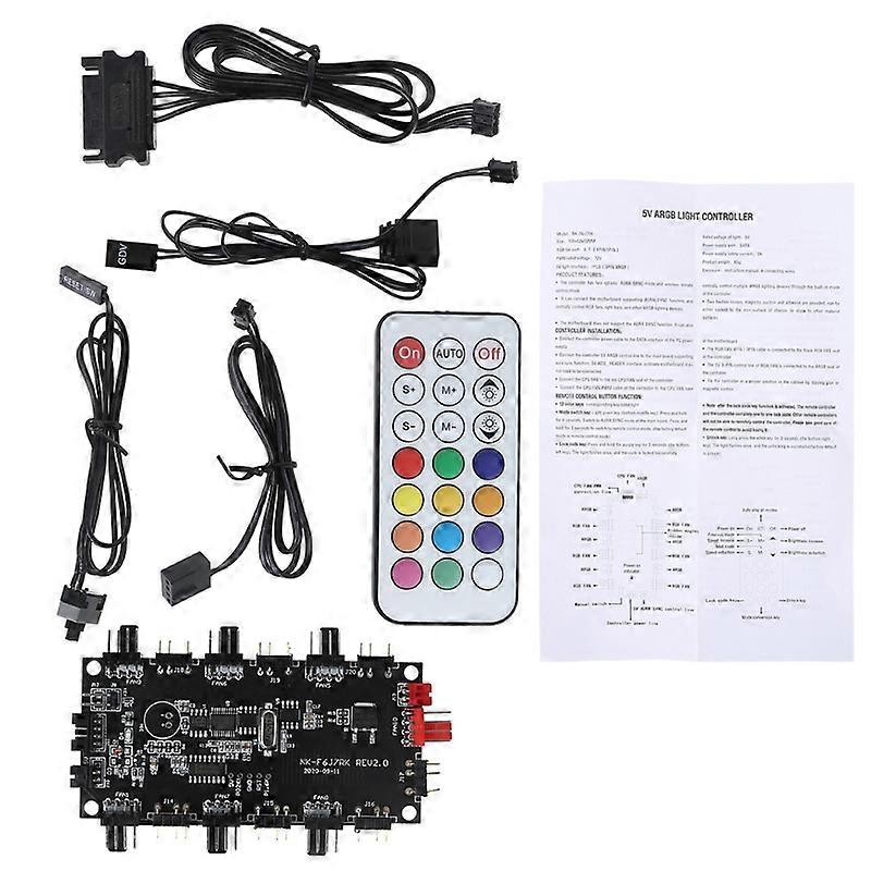 PWM & ARGB LED Controller Hub 8 Ports 12V 4Pin Fan 5V 3Pin Wireless
