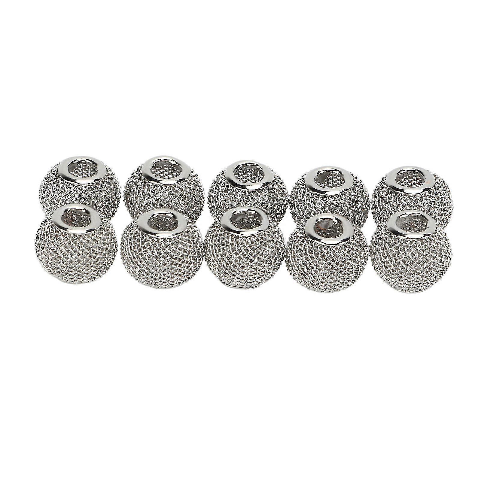 Gold Plated Round Mesh Hollow Spacer Beads - 10 Pcs for DIY Handmade Jewelry Making
