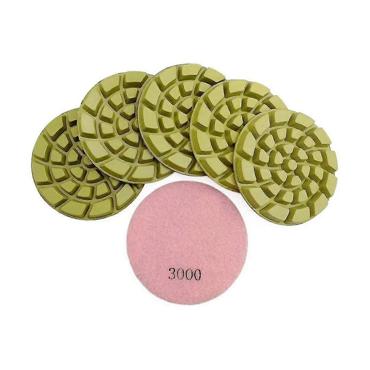 6 Pcs Diamond Floor Polishing Pads Resin Bond Terrazzo Floor Diameter 4 Inch, 3000 Grit