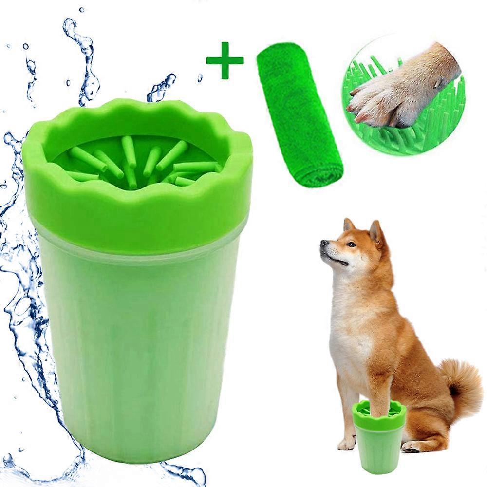 Dog Paw Cleaner for Muddy Paws, Portable 2 In 1 Upgraded VersionLarge Washer Plunger Cup with Towel, Soft Silicone Bristles for Small/Medium/Large Dog