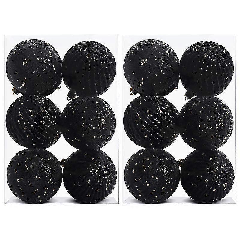 12Pcs Sparkling Sequin Christmas Balls Set with Hanging Hole Wide Application Festive Tree Hangings-ZZY