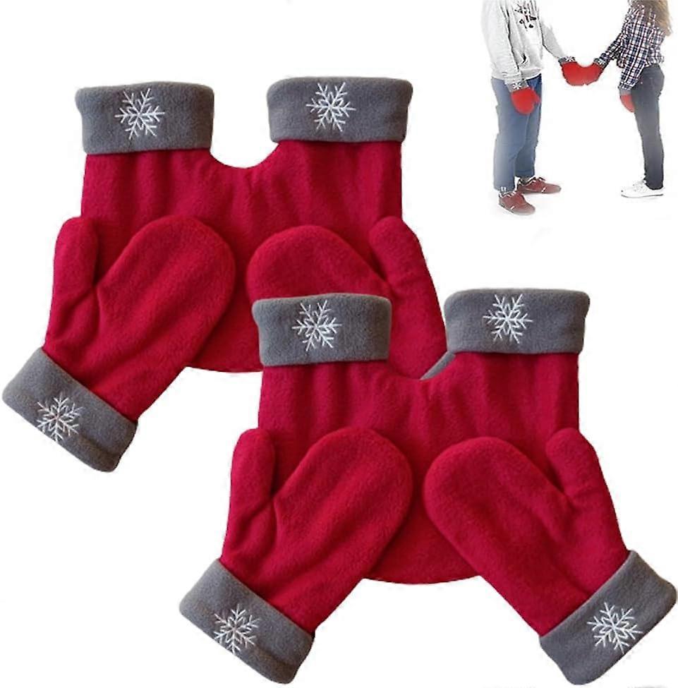 Varma handskar för att hålla händer, vinterhandskar för par, handskar för 2 personer, vantar för älskare