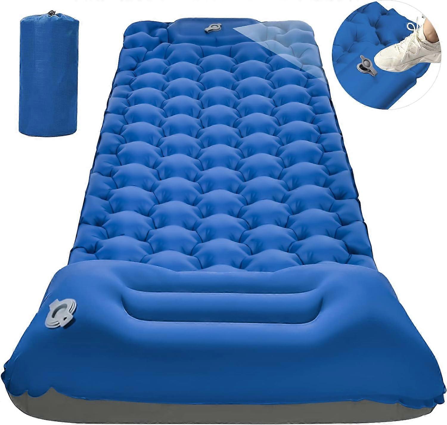 Ultralight Inflatable Sleeping Pad, Waterproof Leak-proof Inflating Single Bed, Portable Air Pad for packing,Camping (Blue)