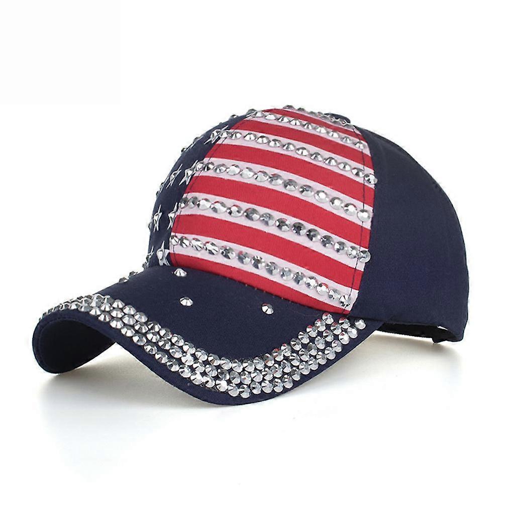 USA Flag Crystal Denim Baseball Cap Adjustable Snapback Hat