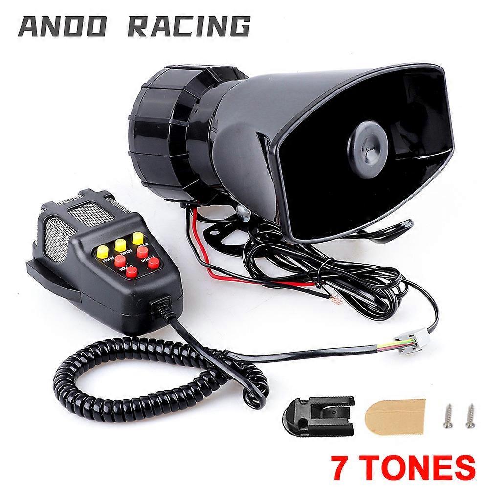 7 Sound Car Alarm Horn DC 12V 100W 125dB with MIC Loud Motorcycle Siren Vehicle Truck Warning Loudspeaker Plastic Police Firemen