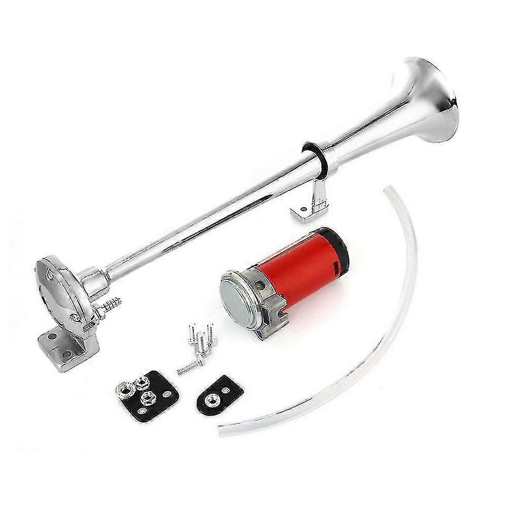 12v单喇叭空气喇叭带单喇叭空气喇叭镀铬和压缩机超响亮150db适用于卡车货车船SUV1pcs银色