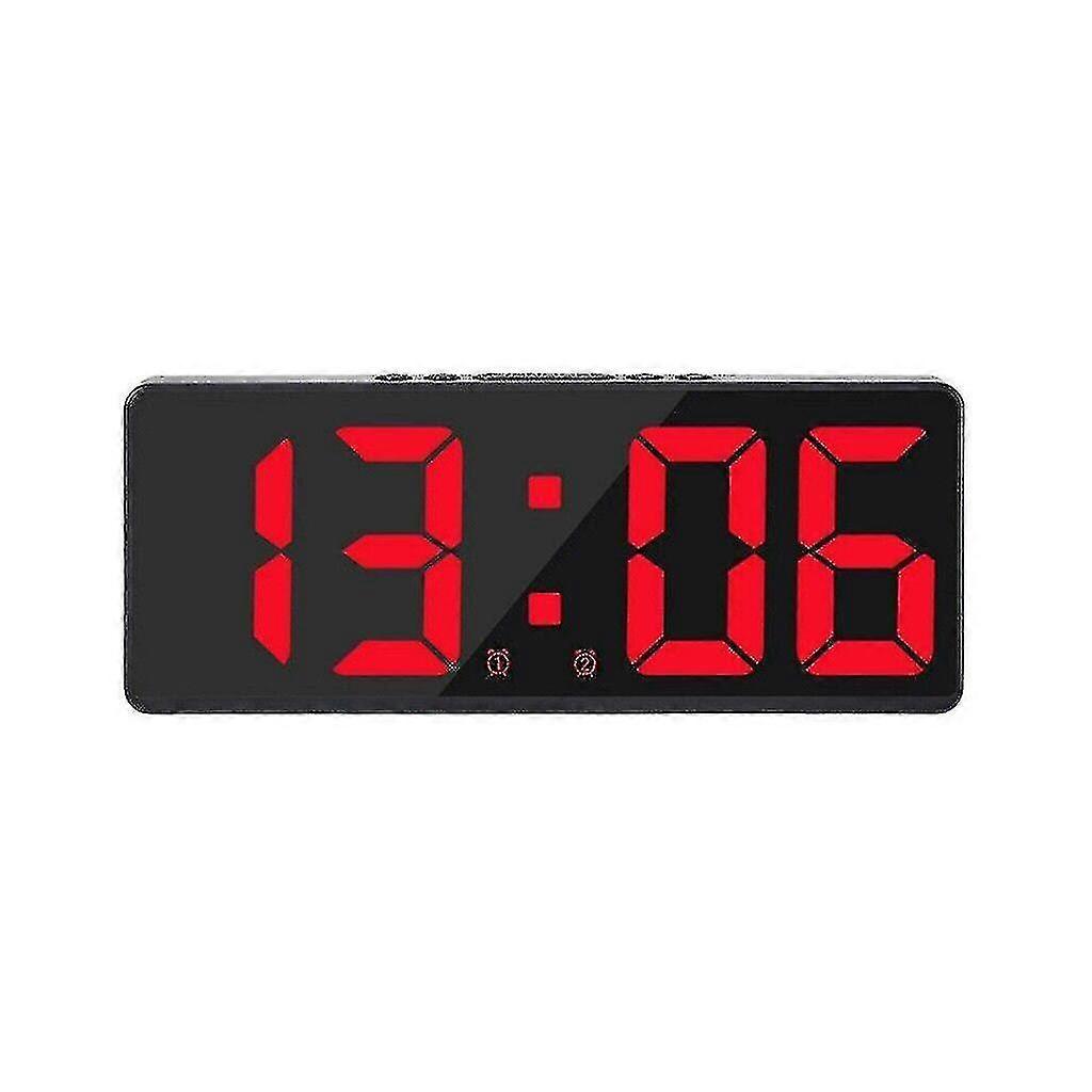 Electric Digital Led Alarm Clock Mains Battery Mirror Temperature Display New