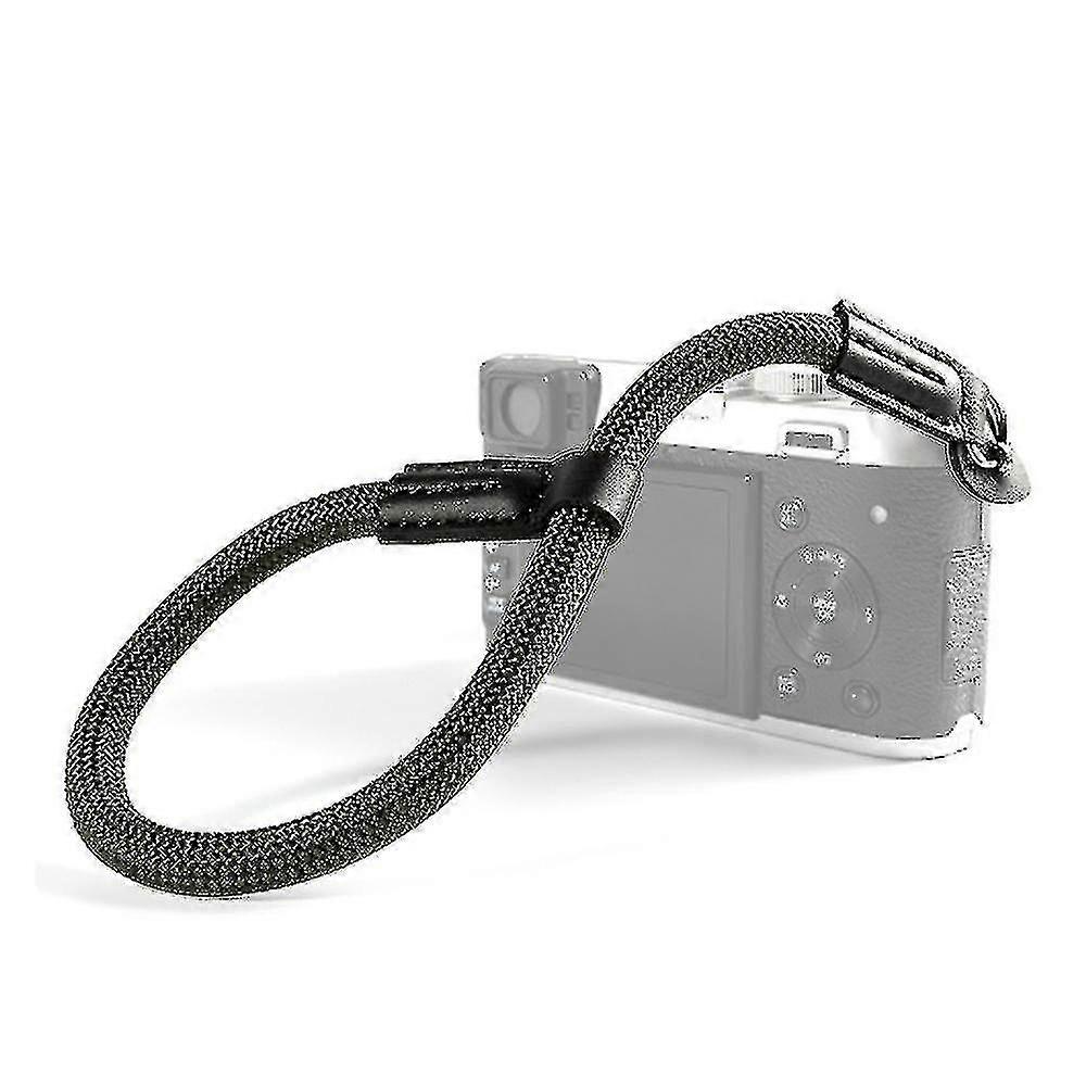 Camera Adjustable Rope Wrist Strap With Leather End With Electroplated
