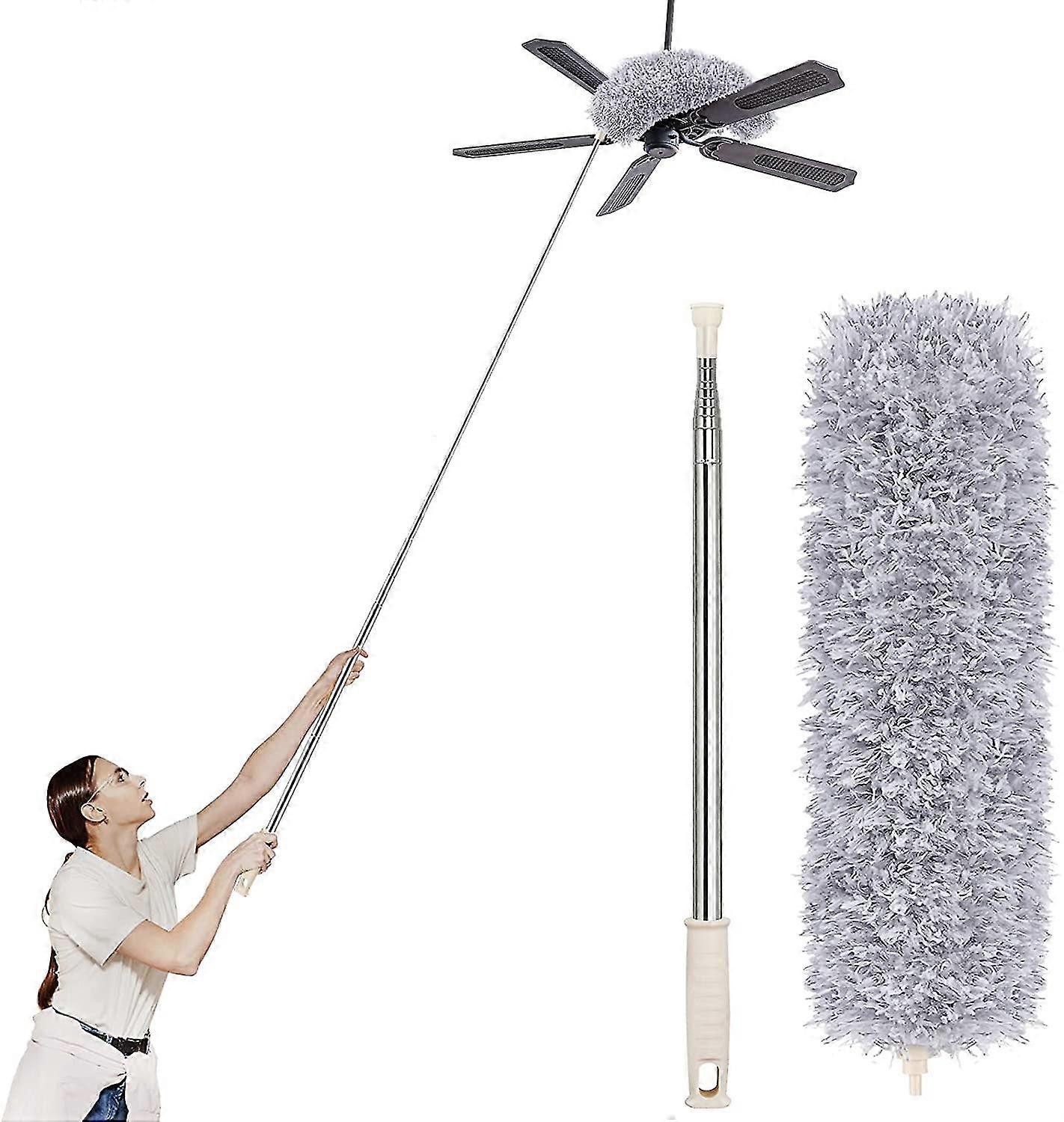 Microfiber Duster With Extension Pole 30" To 100", Bendable High Reach Duster