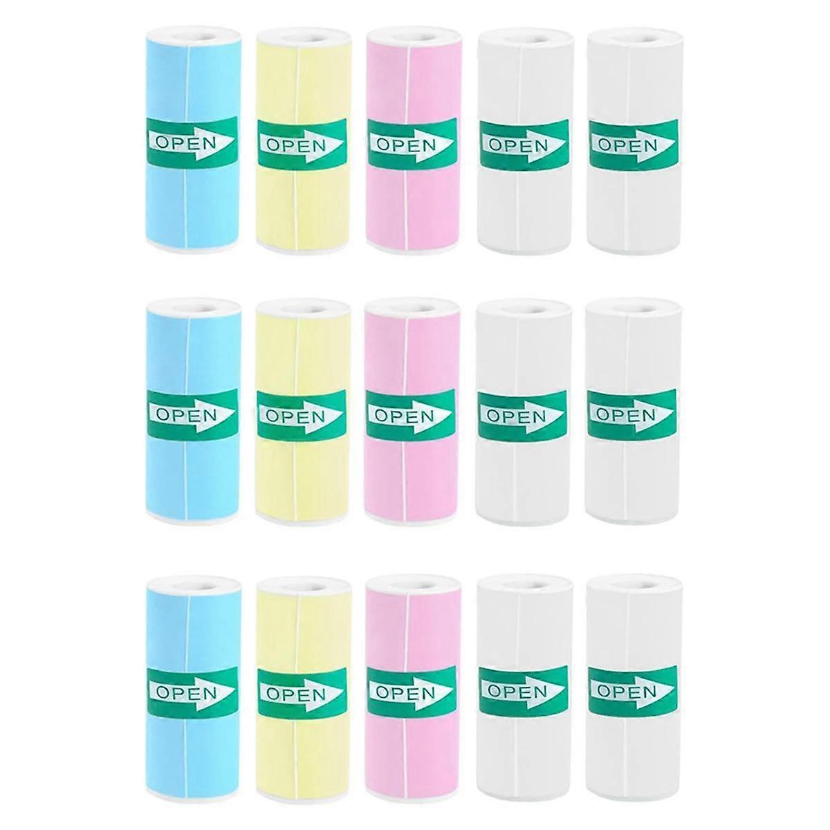 15 Rolls Thermal Sticker Paper for Mini Printer Sticker Maker, 9 Colored and 6 White Mini Printer S