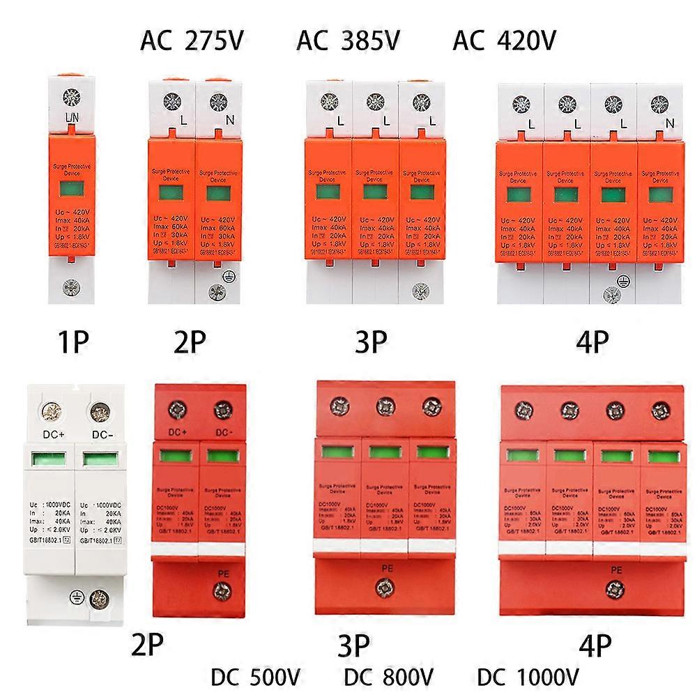 Power Surge Protector Surge Protective Device SPD Arrester Low Voltage House 1/2/3/4 Poles 240v 380v 1000v voltage protection