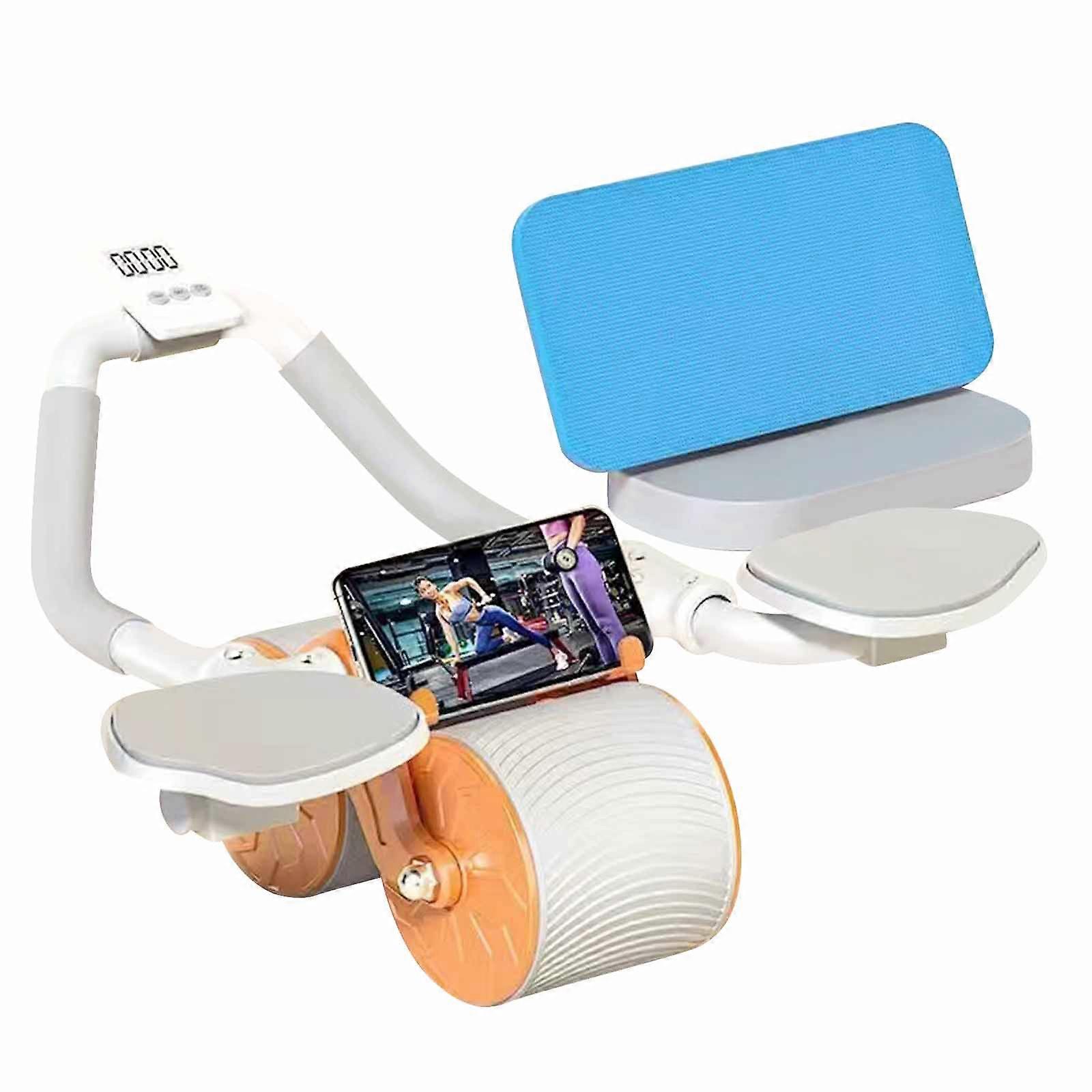 Automatic Rebound Abdominal Wheel with Knee Mat - Ab Roller Wheel with Elbow Support and Timer - Abs Wheel Roller for Core Workout, Home Gym, Abdomina