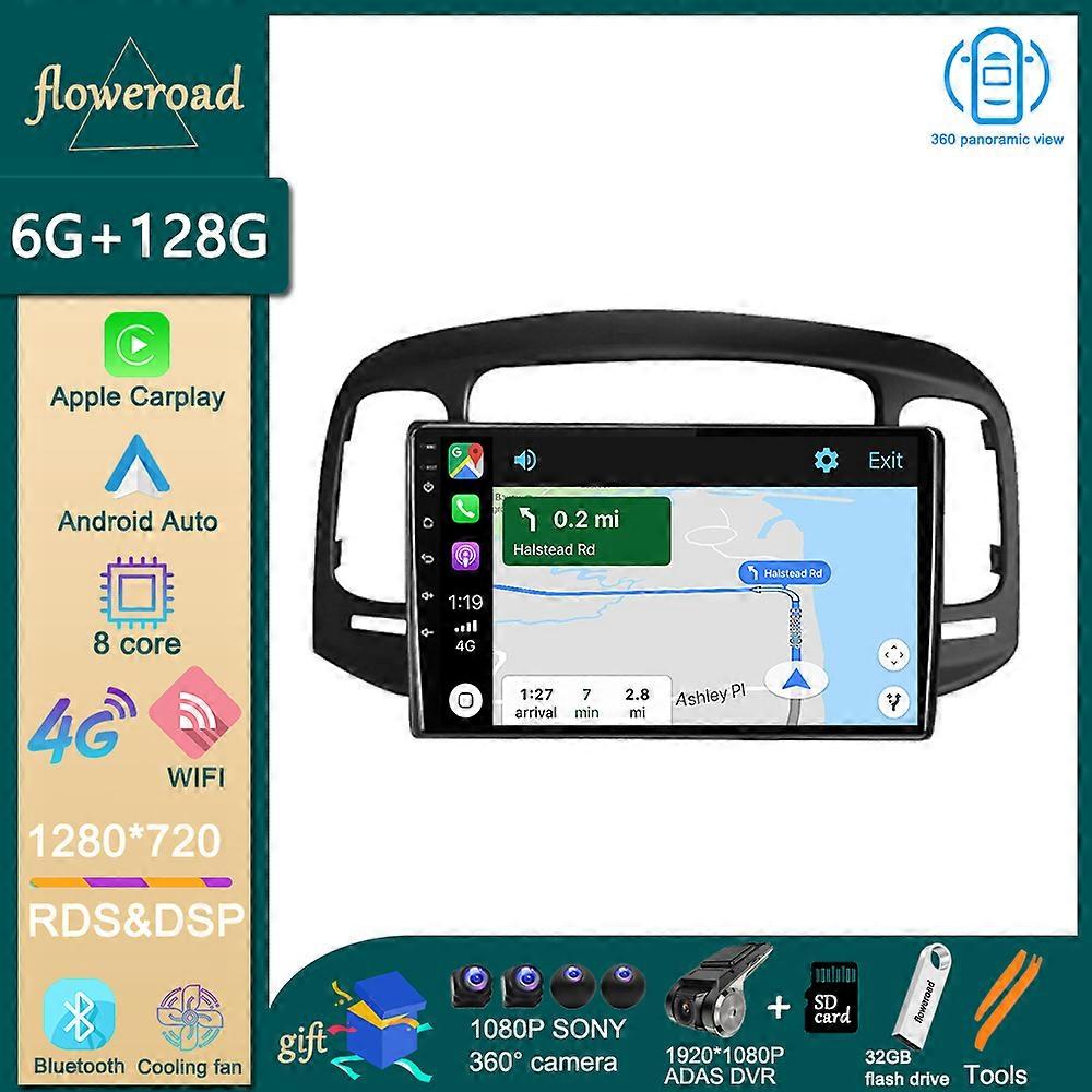 Apple Carplay 2 Din 4G Android Car Radio For Hyundai Accent 2006-2011 Multimedia Player GPS Navigation 9'' 8Core 8G+256G DVD DSP