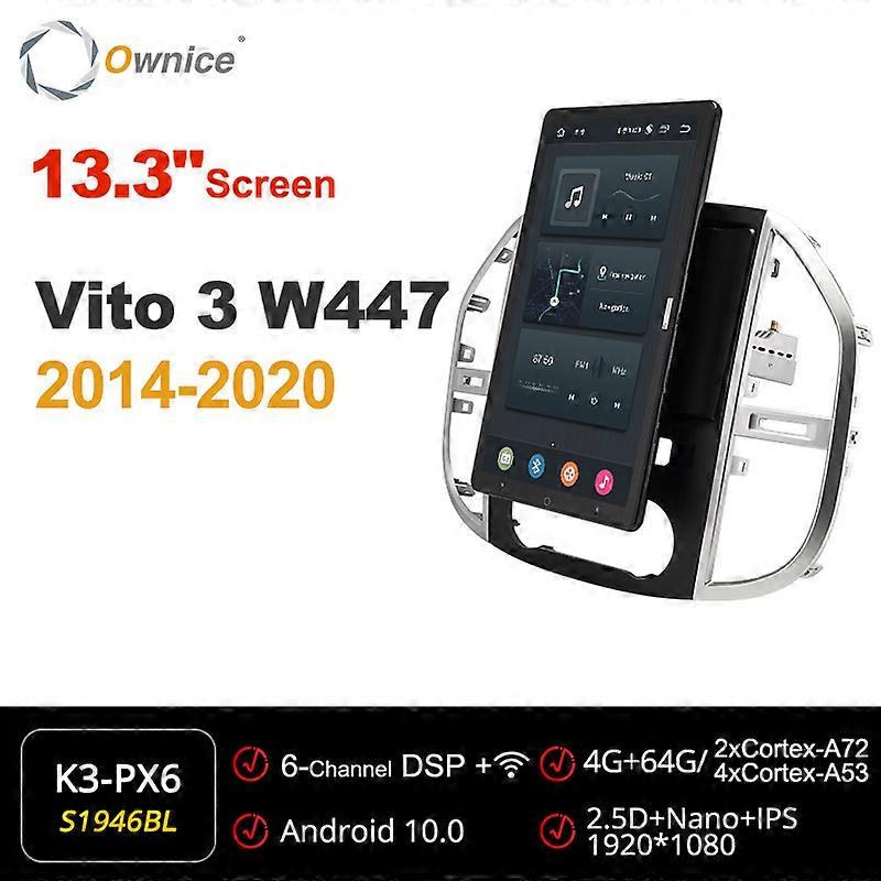 Tesla Android 10.0 Autoradio 1din per Mercedes Benz Vito 3 W447 2014 - 2020 Auto Auto Audio Video System 13.3 Pollici 1920 * 1080