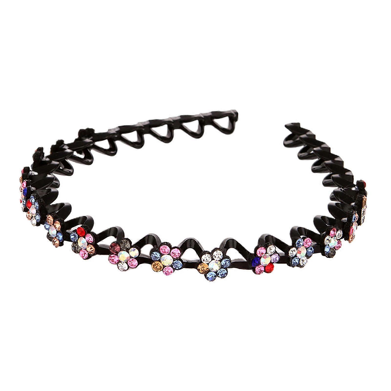 Elastic Anti-slip Tooth Hair Hoop Gift Shining Rhinestones Flower Decor Girls Headband Hair Accessories Qinhai