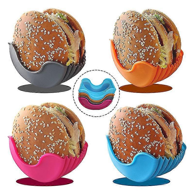 Reusable Burger Holder Silicone Shelf Hamburger Tools Fixed Rack Holder Storage Kitchen Organizer Box Kitchen Accessories