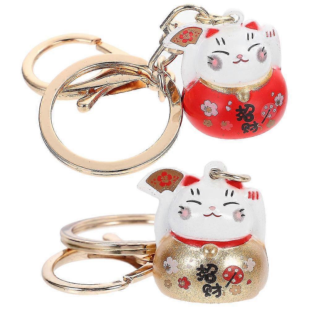 2pcs Key Ring Decors Fortune Cat Keychains Backpack Keychains Hanging Decoration