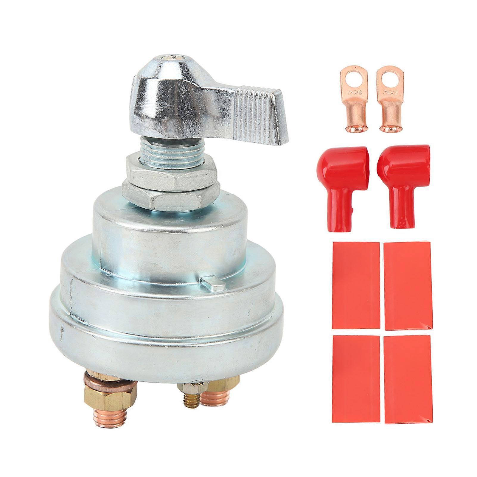 Interrupteur isolateur rotatif universel robuste pour batterie 12 V, conception métallique durable, connecteurs en cuivre et protections pour moteur inclus.
