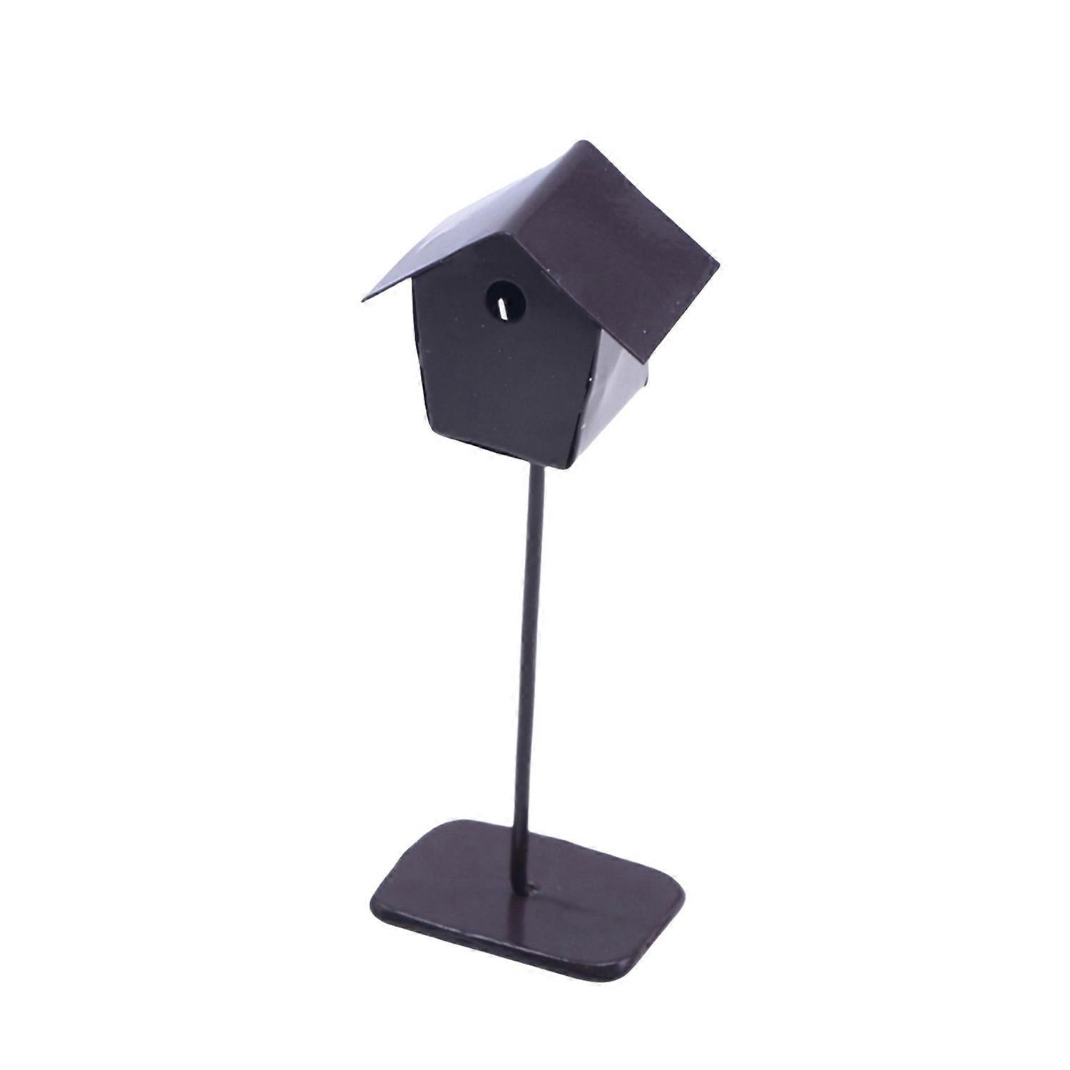 Mini Iron Birdhouse Realistic Scene Enhancer Micro Landscape Dollhouse Field Rustic Scene Simulation