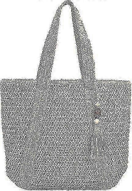 Borsa tessuta bianco sporco con 1 ciondolo in legno di pesco, borsa a tracolla, borsa da spiaggia, borsa per le vacanze estive, borsa tessuta di paglia da donna --whbyv