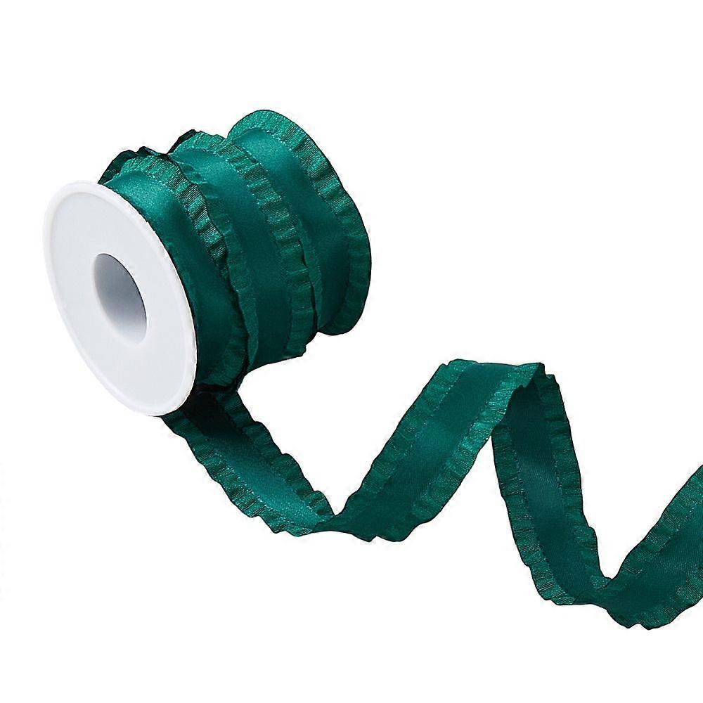 10 Yards Polyester Pleated Edged Ribbon for Clothing Decoration Bowknot Making with 1Pc Plastic Empty Spools for Wire Sea Green 7/8 inch(22mm)