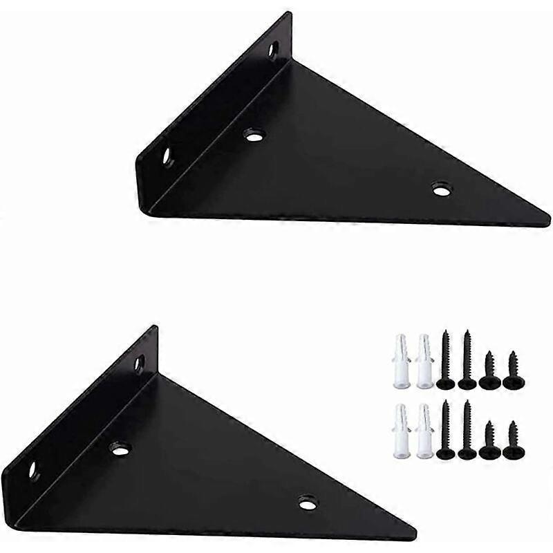 2 Pieces Floating Metal Triangle Shelf Bracket with 8 Screws for Wall Shelf