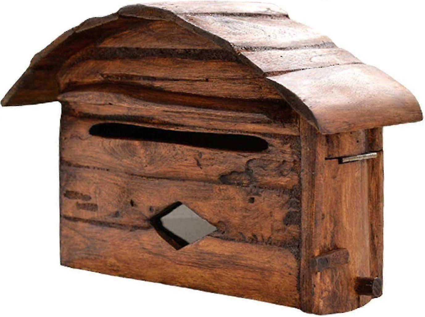 Rural Wall-mounted Wooden Mailbox With Window