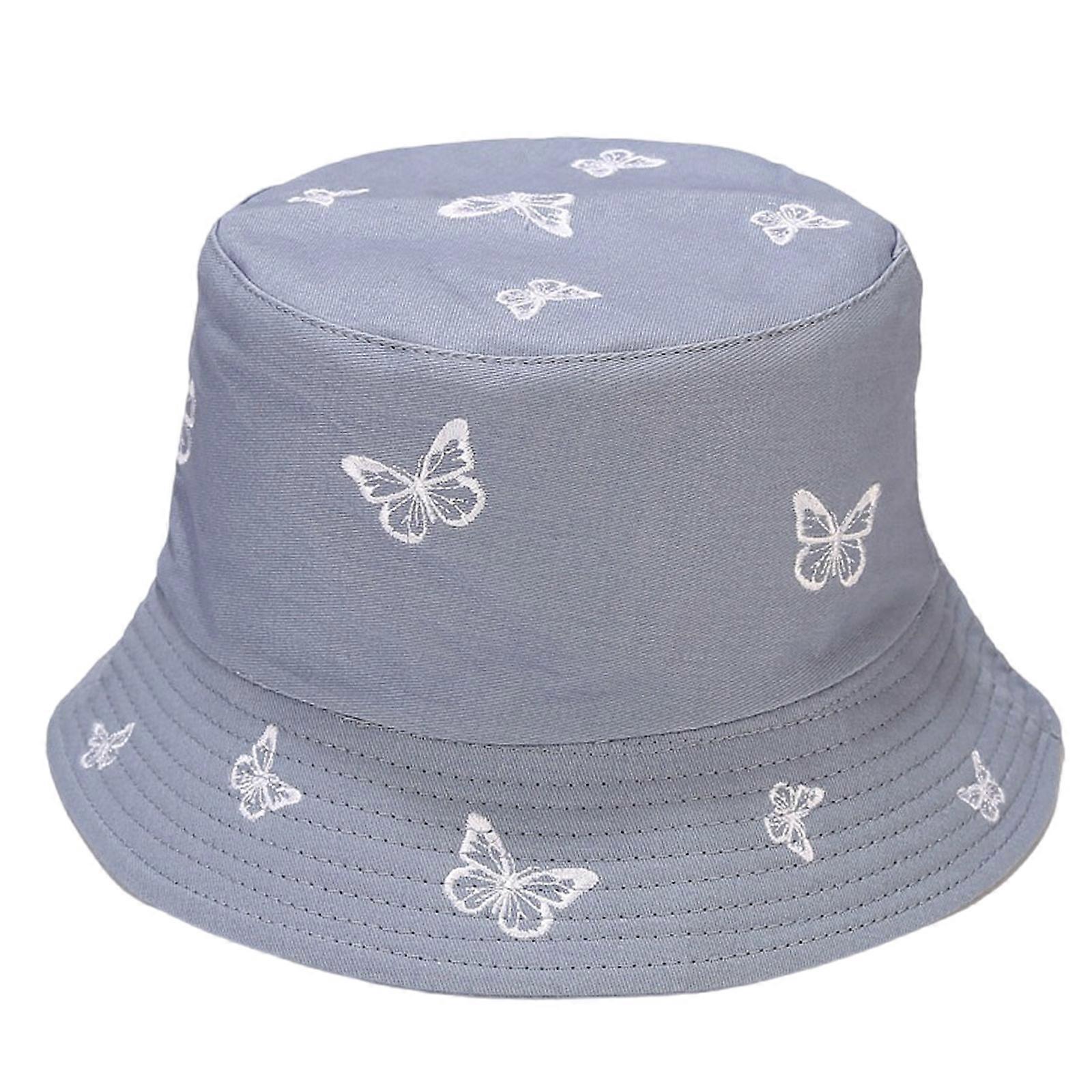 Butterfly Embroidered Bucket Hat Travel Beach Fisherman Hat Sun