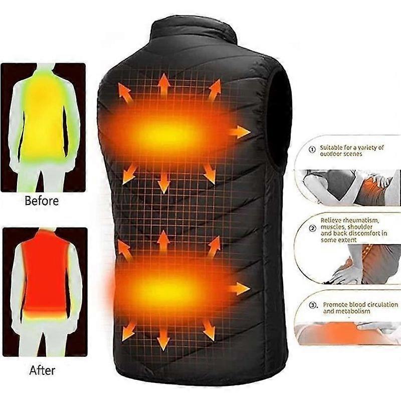Gilet riscaldato elettrico ultraleggero senza maniche - blu - 13 zone di riscaldamento - 3 modalità di riscaldamento