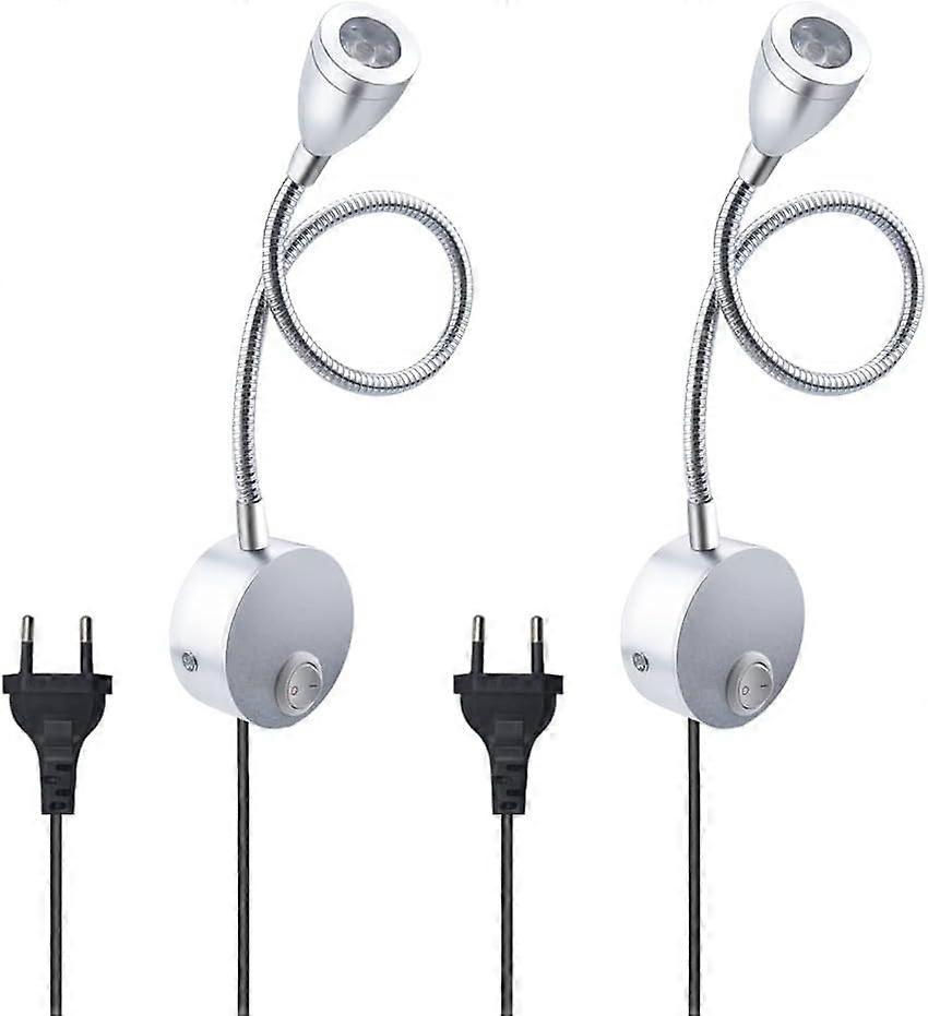 2PCS Flexible Wall Reading Lights with Warm Light Option