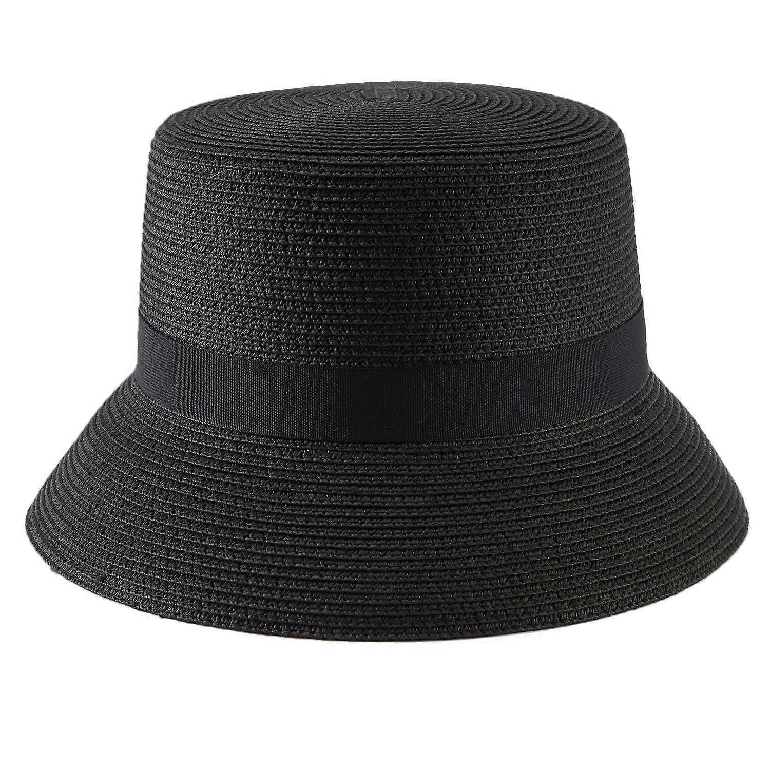 Women's Beach Sun Straw Hat, UPF 50+ Bucket Hat, Foldable Roll Up Cap